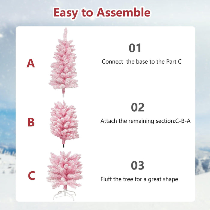 6ft Pink Artificial Christmas Tree Xmas Tree with 320 Branch Tips Metal Stand