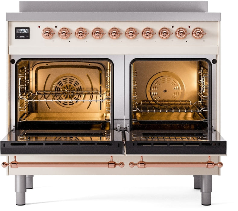 ILVE Nostalgie II 40" Induction Range with Element Stove and Electric Oven in Antique White with Copper Trim, UPDI406NMPAWP