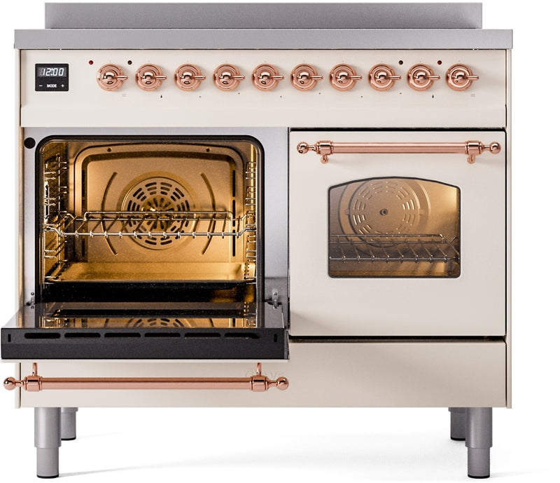 ILVE Nostalgie II 40" Induction Range with Element Stove and Electric Oven in Antique White with Copper Trim, UPDI406NMPAWP