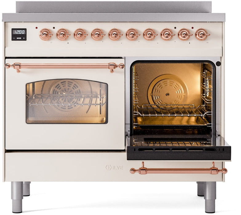 ILVE Nostalgie II 40" Induction Range with Element Stove and Electric Oven in Antique White with Copper Trim, UPDI406NMPAWP