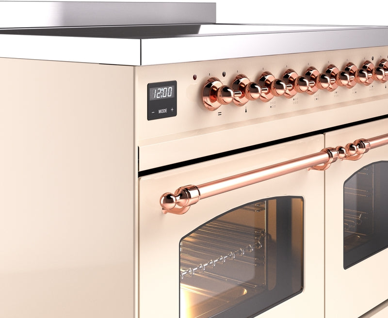 ILVE Nostalgie II 40" Induction Range with Element Stove and Electric Oven in Antique White with Copper Trim, UPDI406NMPAWP