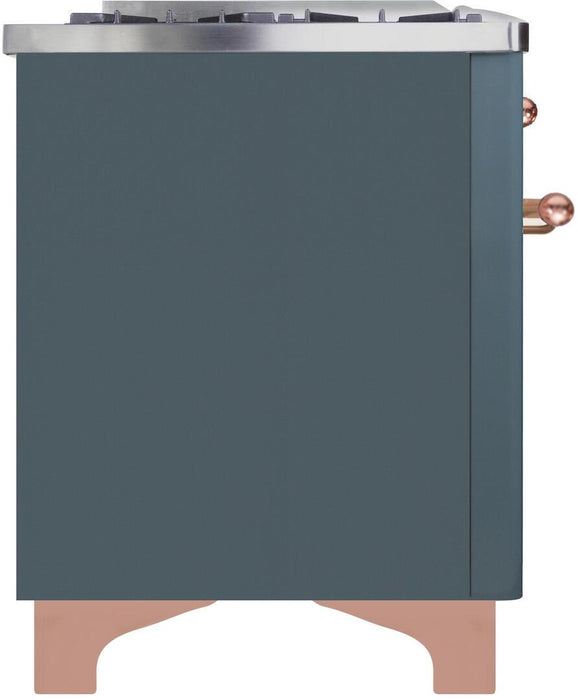 ILVE Majestic II 60" Dual Fuel Natural Gas Range in Blue Grey with Copper Trim, UM15FDNS3BGP