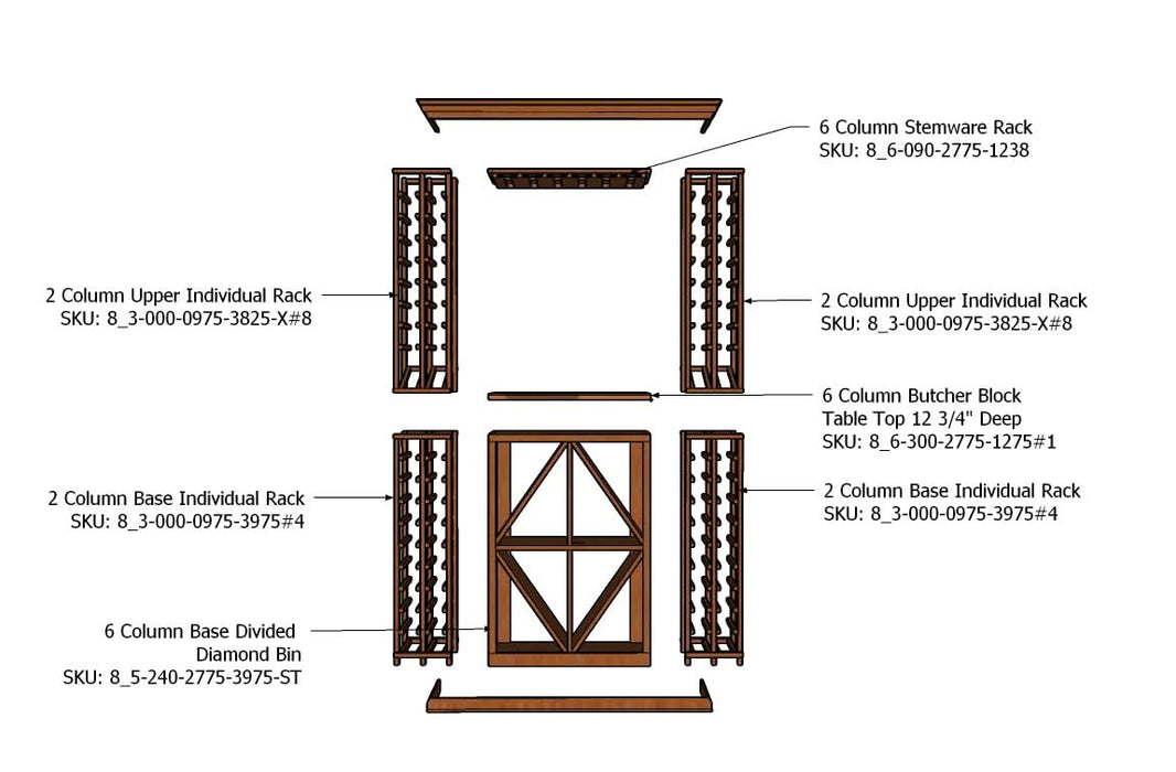 5 Foot Wine Cellar Storage System | 148 Bottle Capacity