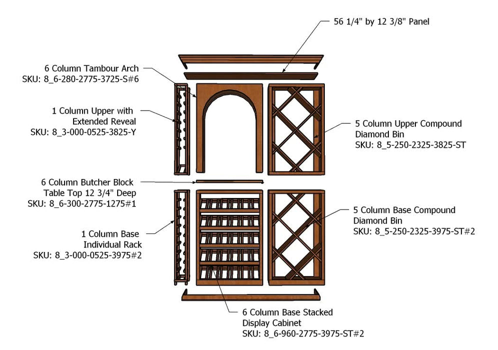 6 Foot Wine Cellar Storage System | 178 Bottle Capacity