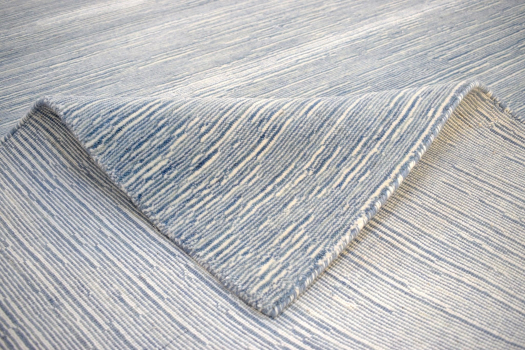 Hand Woven Blue, Ivory wool and Art Silk contemporary Area Rug