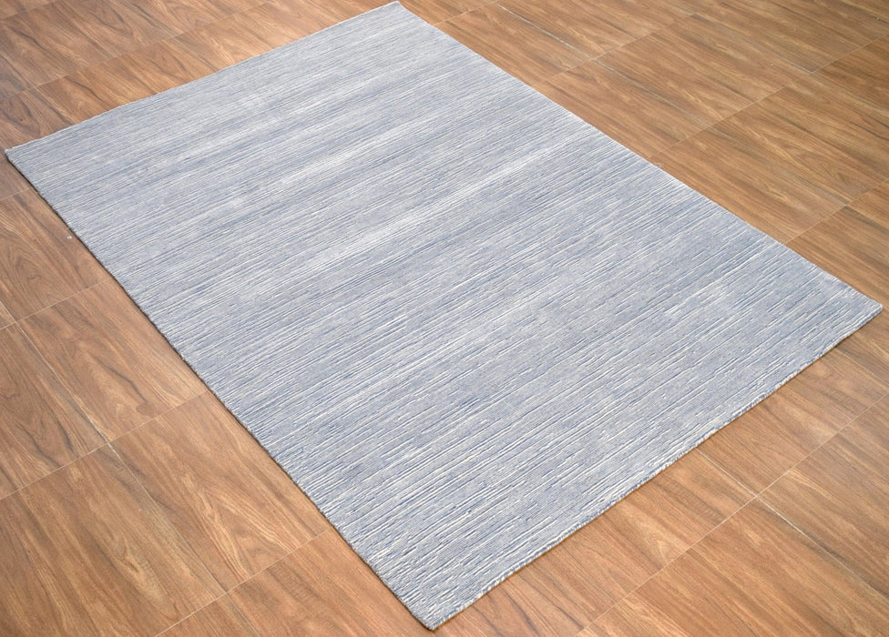 Hand Woven Blue, Ivory wool and Art Silk contemporary Area Rug