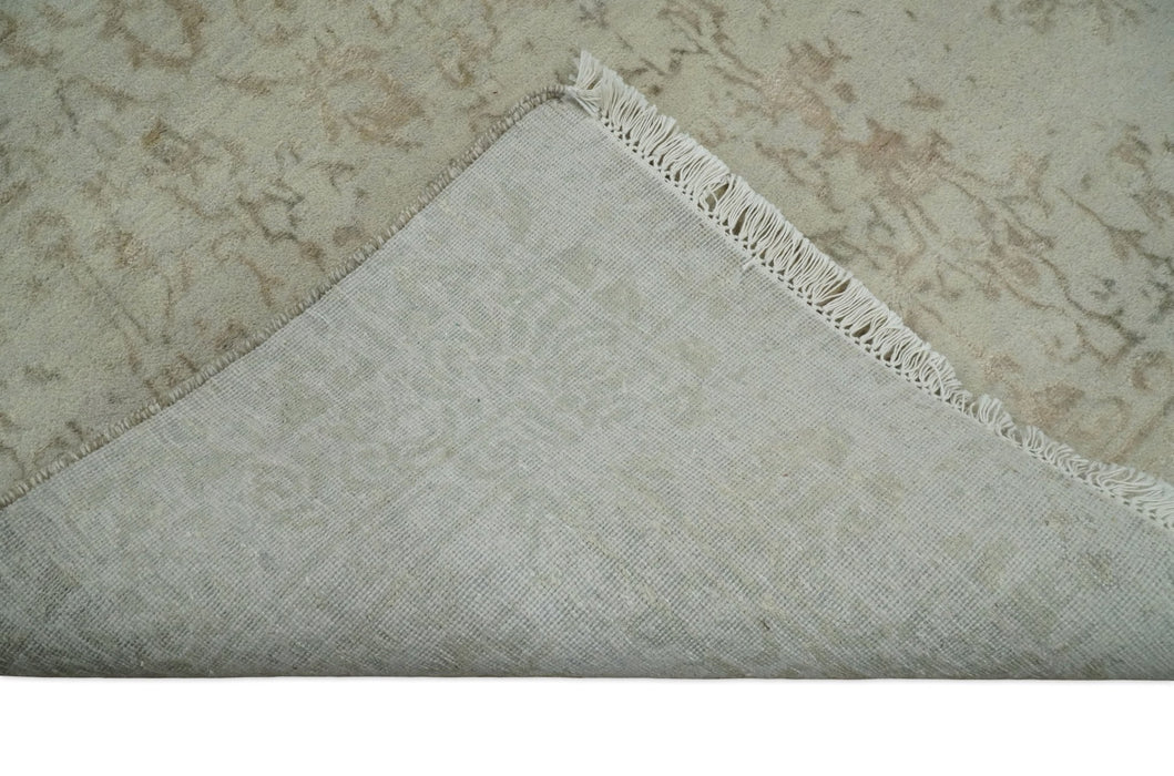 5x7 Fine Hand Knotted Beige and Brown Traditional Style Antique Wool and Silk Rug