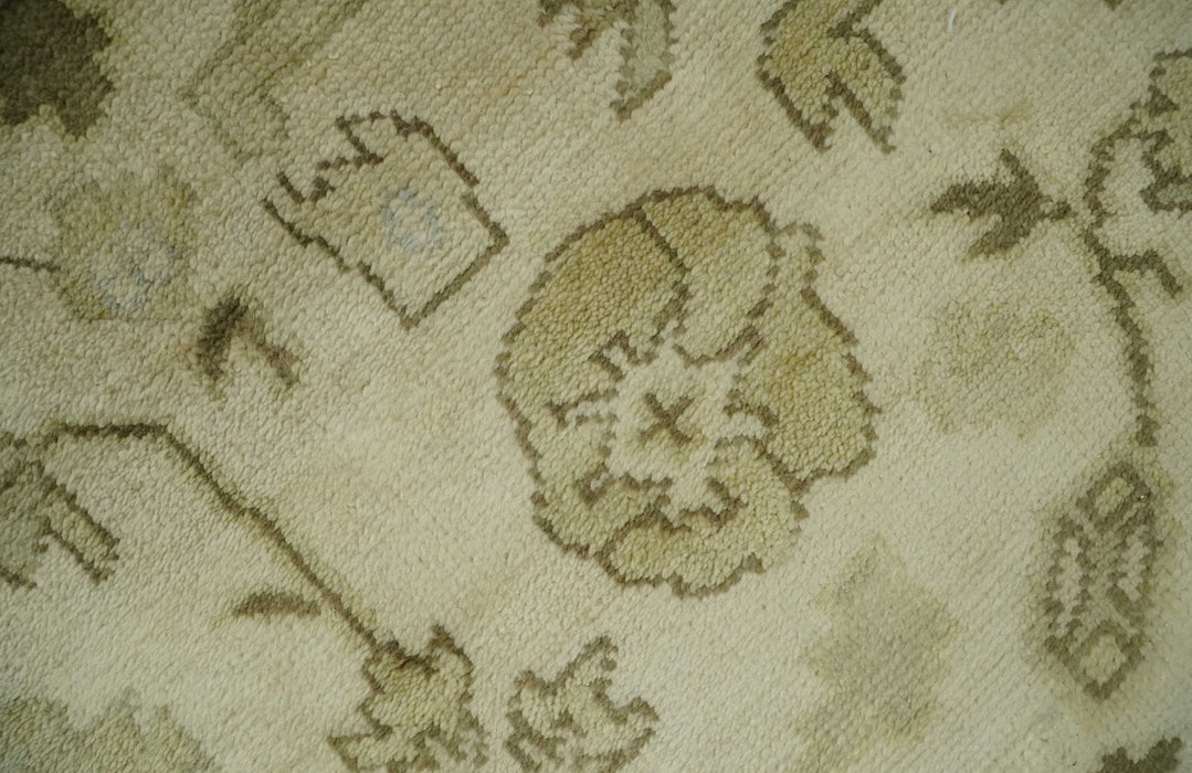 5x7 Hand Knotted Beige, Silver and Brown Traditional oushak Wool Area Rug | N34157