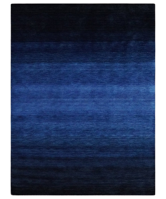 5x7 Ombre Premium look Blue Wool Hand Woven Southwestern Gabbeh Rug