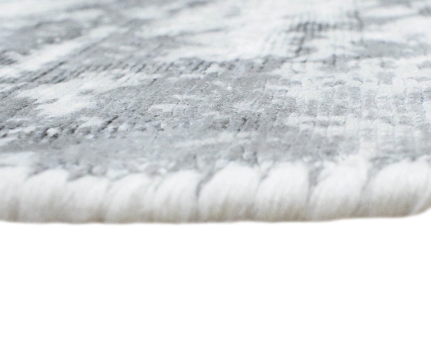 Modern Abstract Silver and Gray Hand Loom Viscose 5x7 Area Rug