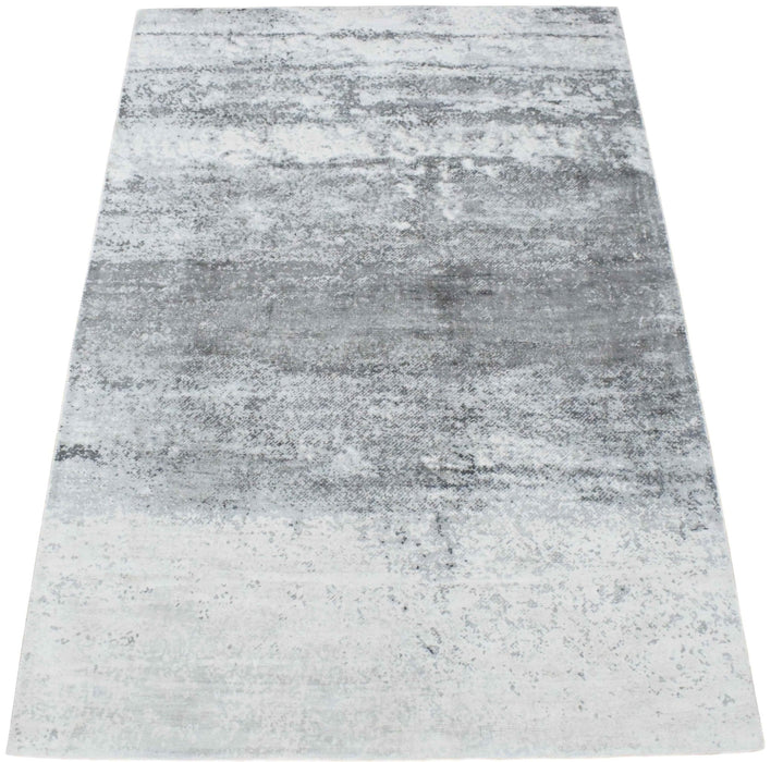Modern Abstract Silver and Gray Hand Loom Viscose 5x7 Area Rug