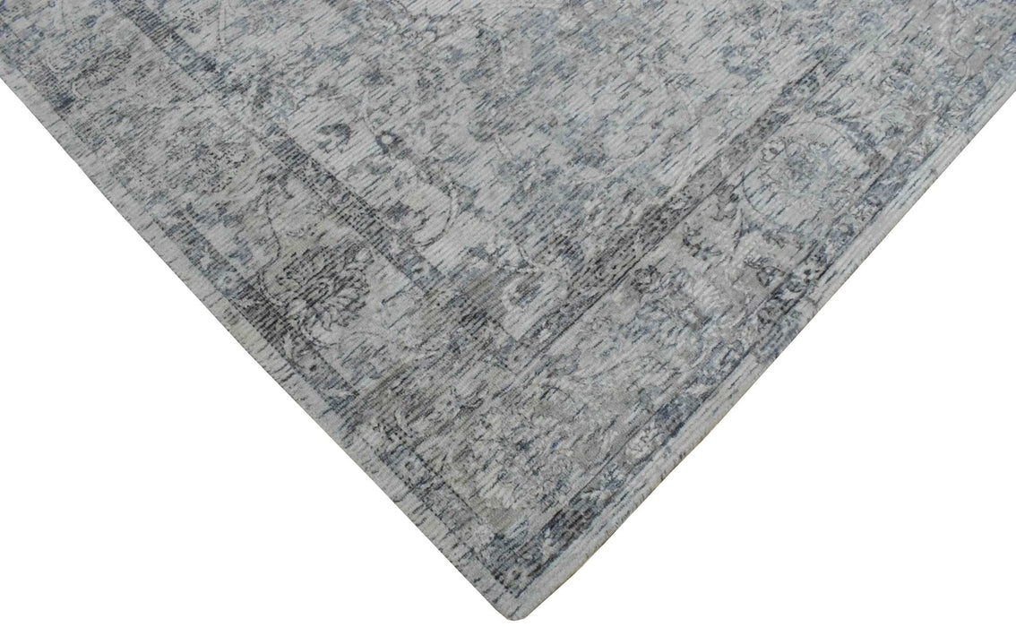 Hand Woven Wool and Art Silk Transitional Silver and Gray Rug