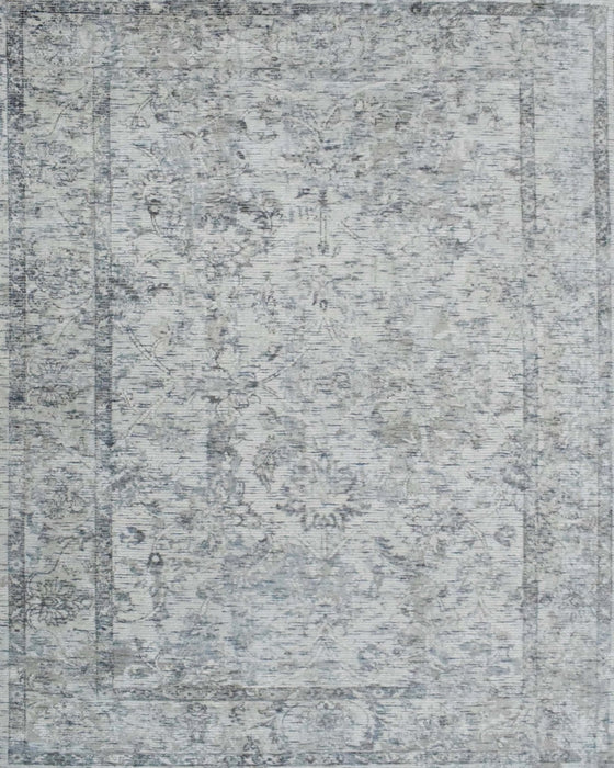 Hand Woven Wool and Art Silk Transitional Silver and Gray Rug