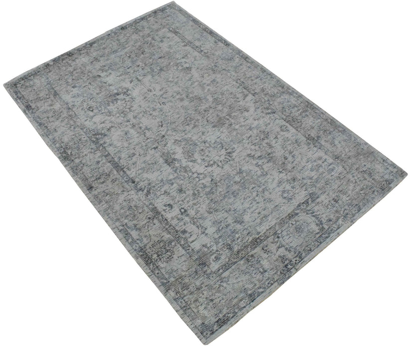 Hand Woven Wool and Art Silk Transitional Silver and Gray Rug