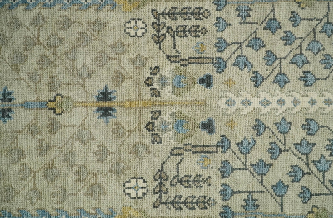 Tree of life Beige and Blue Traditional Hand Knotted Multi Size Wool Area Rug
