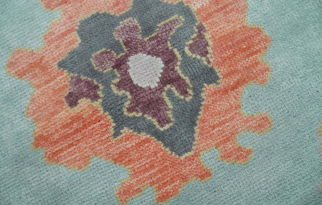 Custom Made Blue and Gray Hand Knotted Traditional Oushak Wool Area Rug