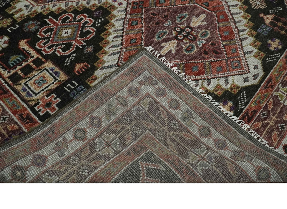 Hand Knotted Rust, Ivory and Black Traditional Antique Multi Size Wool Area Rug