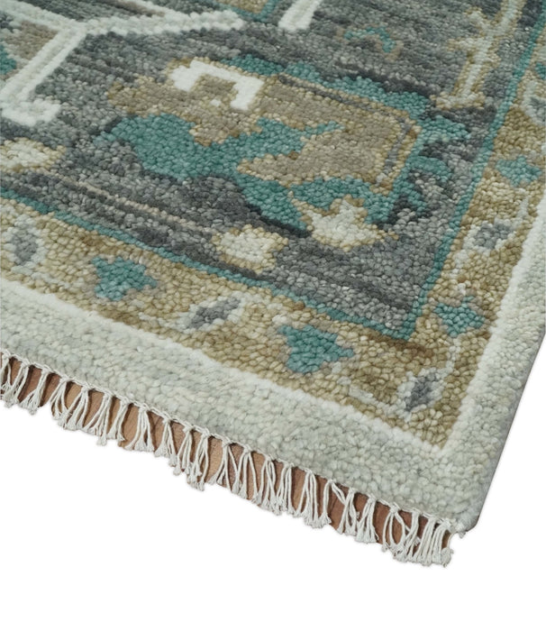 Silver, Gray and Brown Traditional Oriental Oushak Hand Knotted Multi Size wool Area Rug