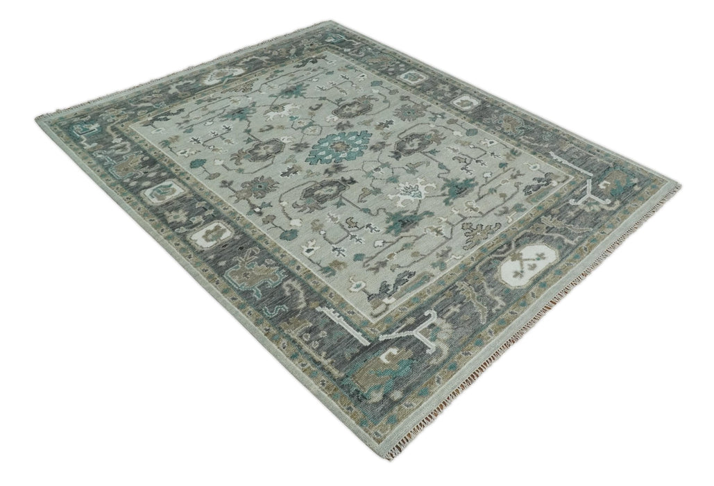 Silver, Gray and Brown Traditional Oriental Oushak Hand Knotted Multi Size wool Area Rug