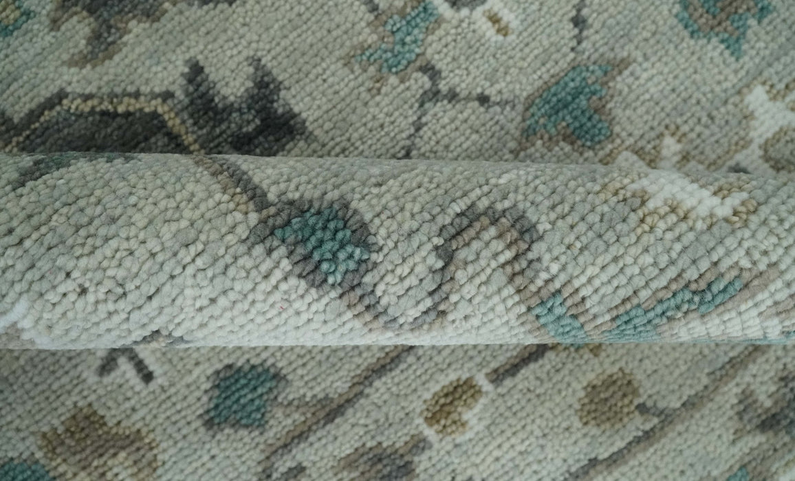 Silver, Gray and Brown Traditional Oriental Oushak Hand Knotted Multi Size wool Area Rug