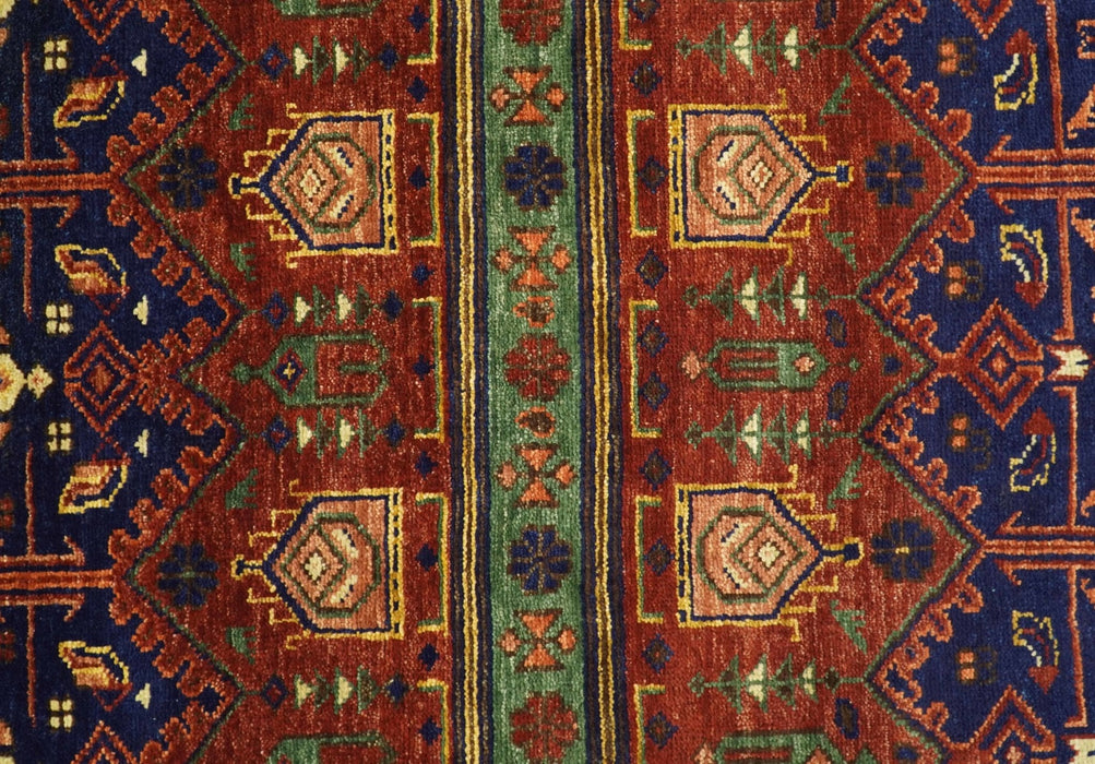 Wool Traditional Antique Style Wool Red and Blue Area Rug