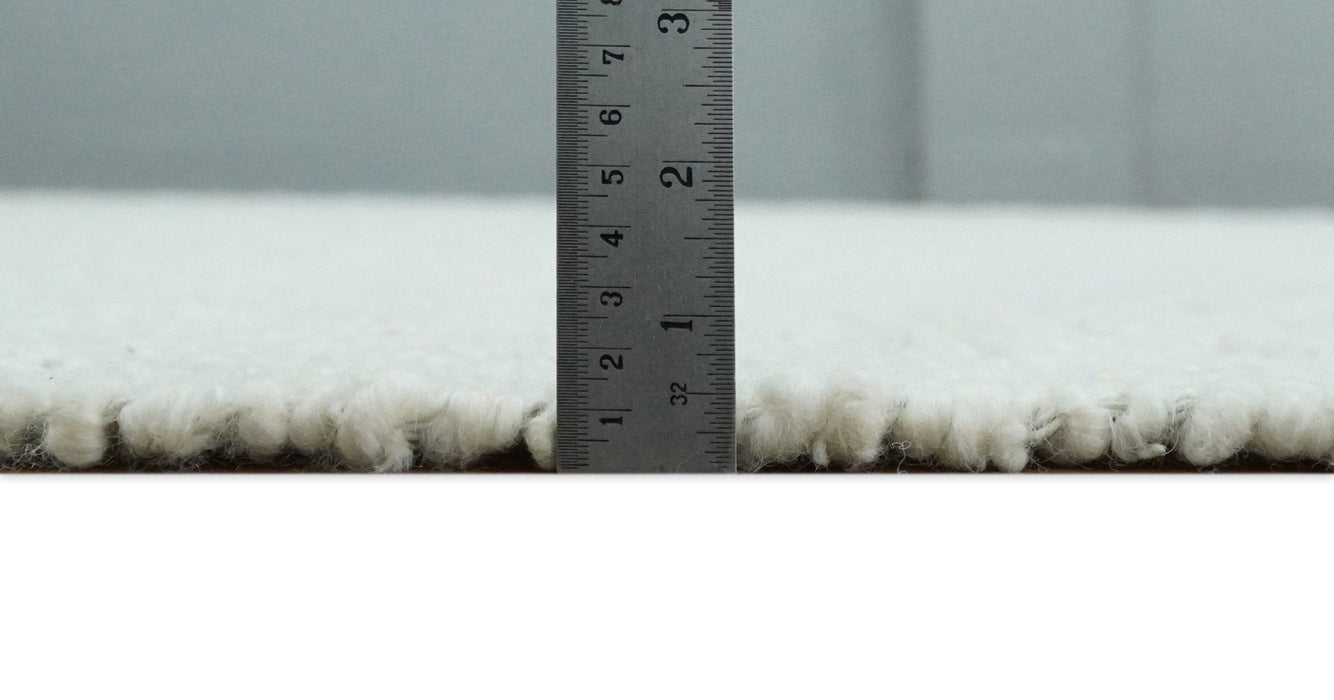 Modern Solid Design White Handwoven Wool Area Rug