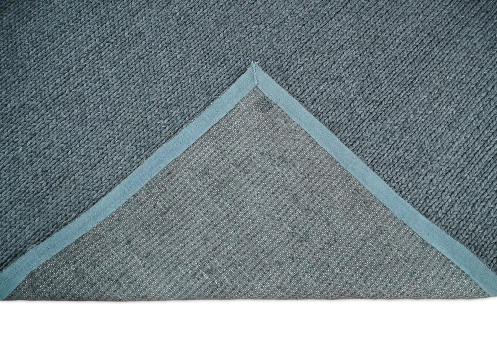 5x8 and 8x10 Braided Wool Solid Gray Hand Woven Soft Plush Area Rug