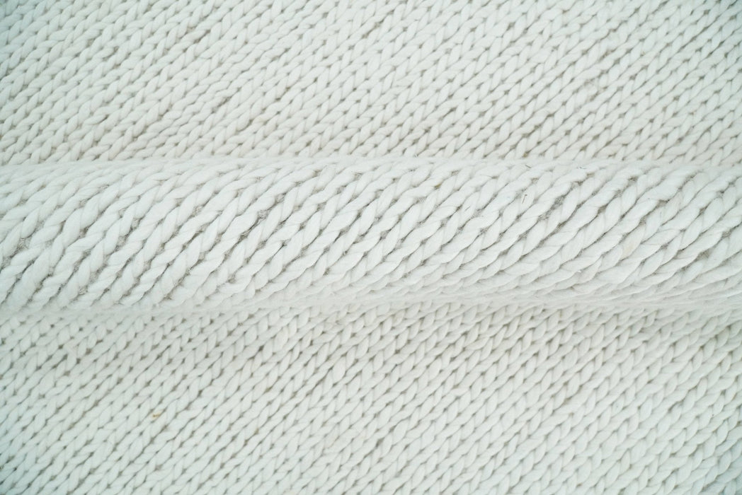 5x8 and 8x10 Braided Wool Solid White Hand Woven Soft Plush Area Rug