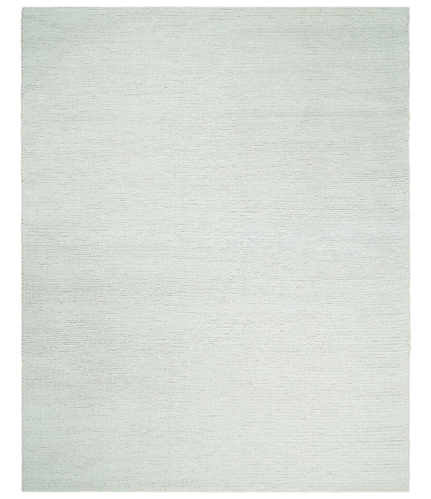 5x8 and 8x10 Braided Wool Solid White Felted Chunky Hand Woven Soft Plush Area Rug | DOV6