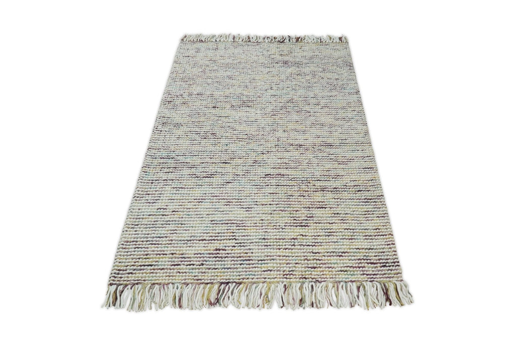 Hand Woven Multi Color Woolen Chunky and Soft Area Rug