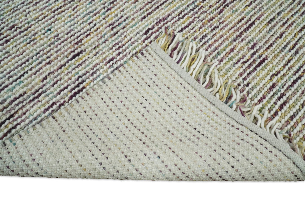 Hand Woven Multi Color Woolen Chunky and Soft Area Rug