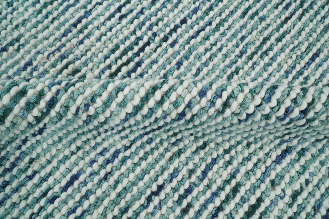 Contemporary Hand Woven Blue Woolen Chunky and Soft Area Rug