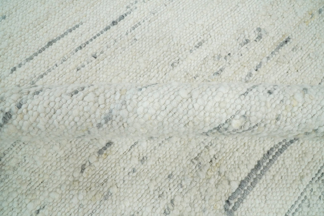 Modern Ivory and Gray Hand Made 5x8 Wool Area Rug