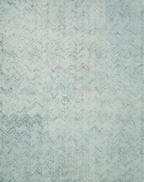 Modern Style Hand Tufted Blue and Ivory Area Rug