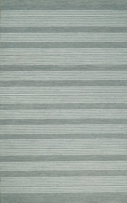 Modern Stripes Pattern Grey and Ivory Hand Tufted Wool Area Rug