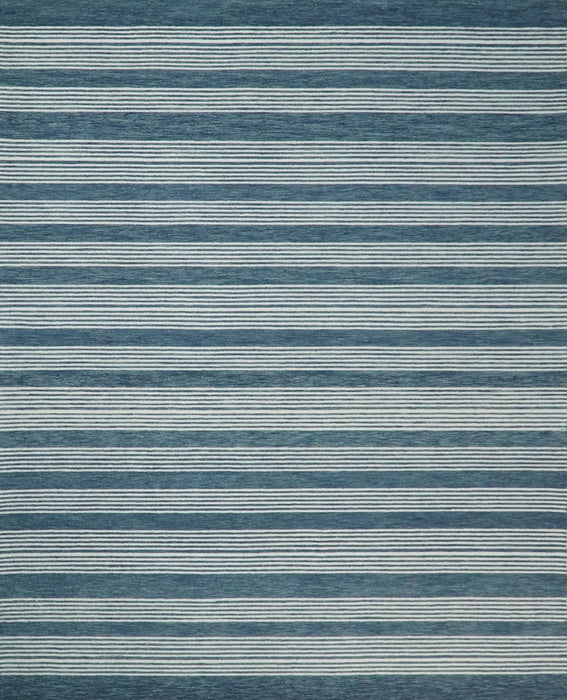 Blue Modern Stripes Pattern Hand Tufted Wool Area Rug