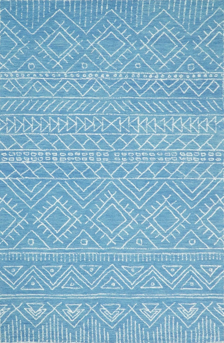 5x8 and 8x10 Hand Made Woolen Tribal Solid Blue Area Rug | AZT002