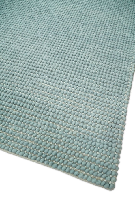 Felted Modern Solid Blue Handmade Chunky Wool  Area Rug