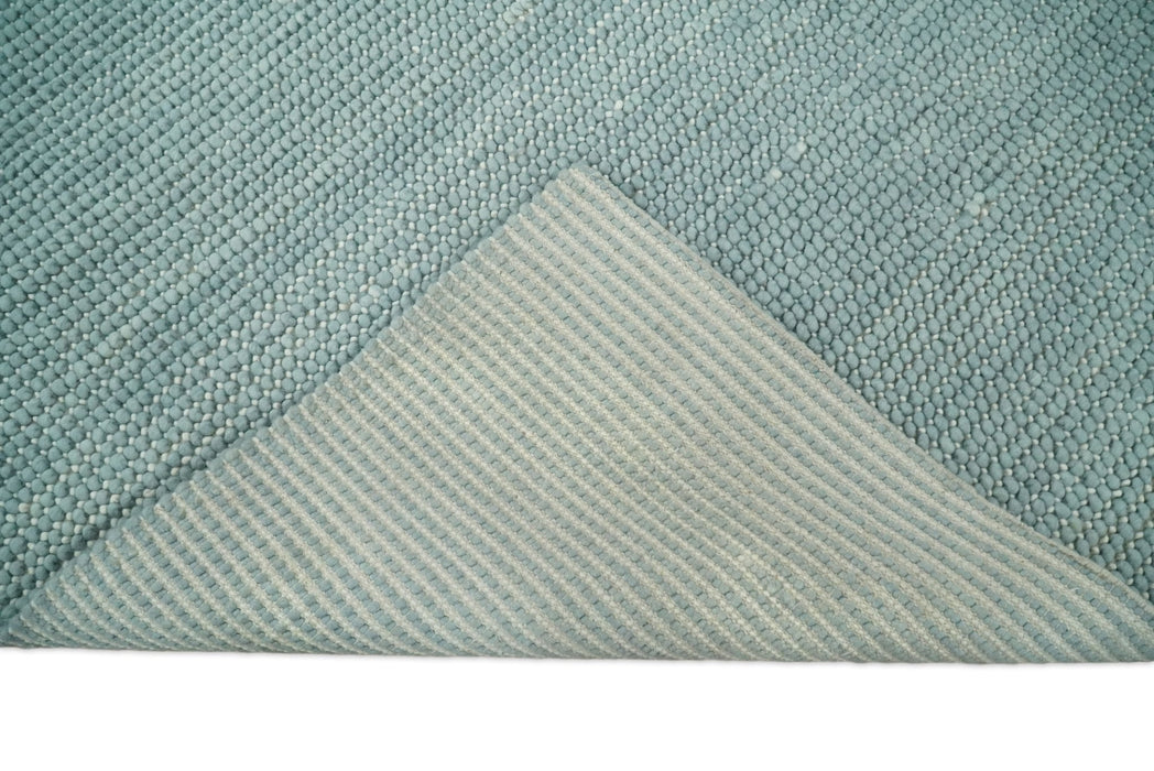 Felted Modern Solid Blue Handmade Chunky Wool  Area Rug