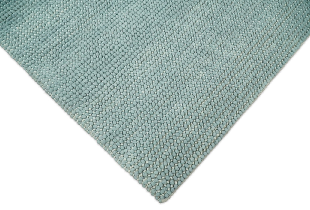 Felted Modern Solid Blue Handmade Chunky Wool  Area Rug