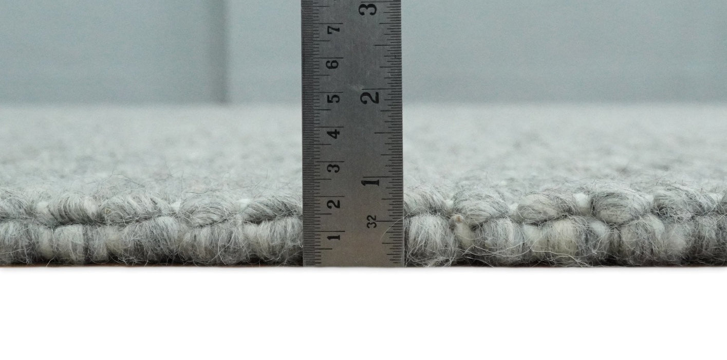 Solid Gray Chunky Handwoven Contemporary Wool Area Rug
