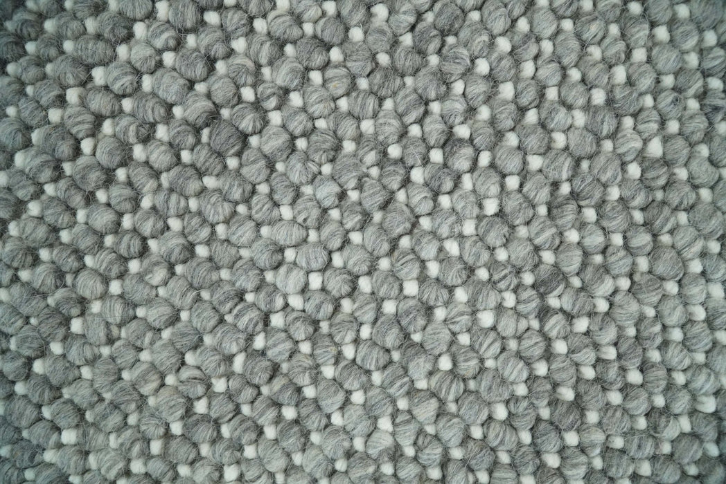 Solid Gray Chunky Handwoven Contemporary Wool Area Rug