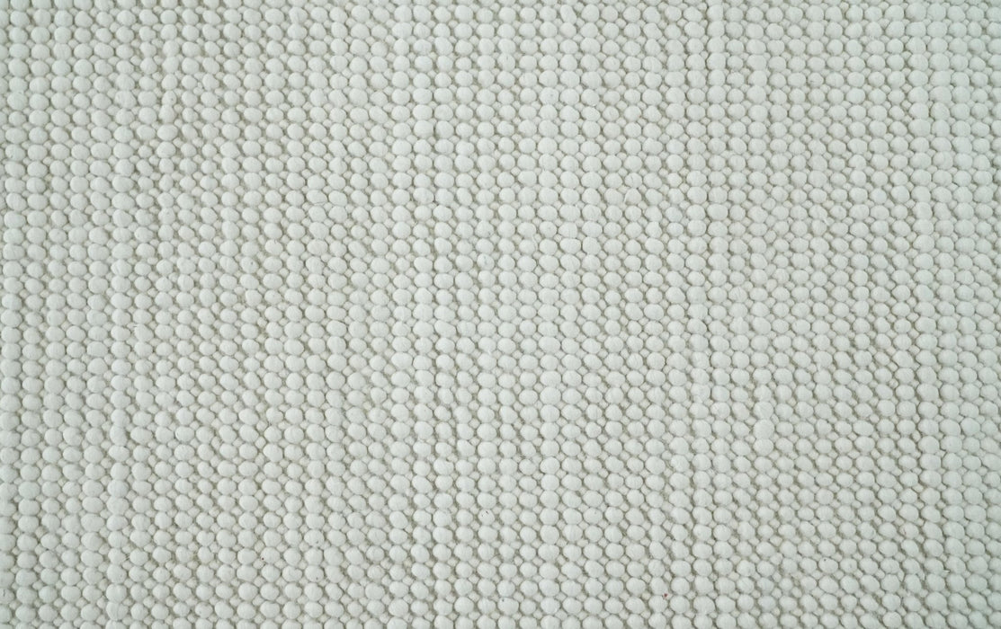 Contemporary Solid Design Ivory Handwoven Wool Area Rug