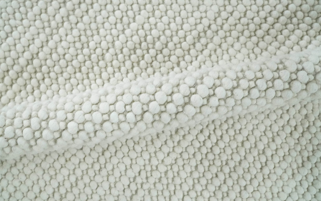 Contemporary Solid Design Ivory Handwoven Wool Area Rug