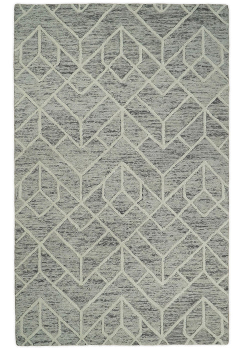 Modern Contemporary Beige Hand Tufted Wool Area Rug