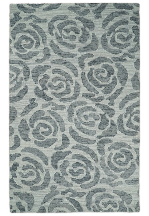 Hand Tufted Contemporary Gray and Silver Wool Area Rug