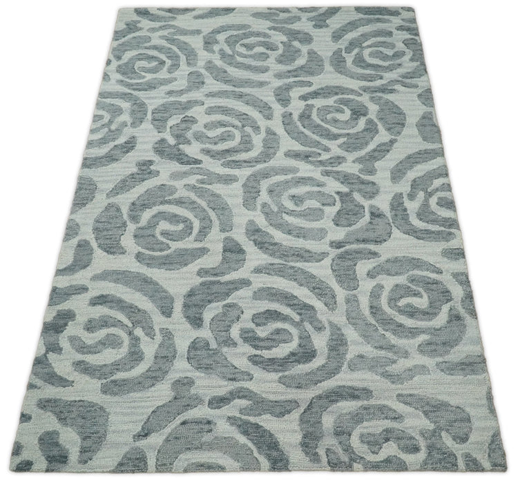 Hand Tufted Contemporary Gray and Silver Wool Area Rug