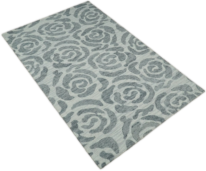 Hand Tufted Contemporary Gray and Silver Wool Area Rug