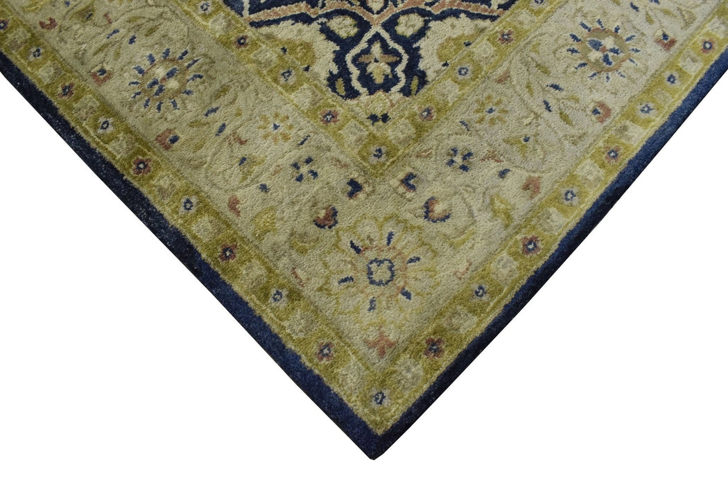 Traditional Black and Olive Hand Tufted 5x8 Wool Area Rug