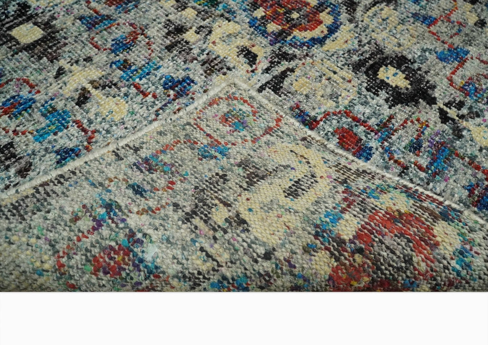 5x8 Hand Knotted Multicolor Antique Persian Style Contemporary Recycled Silk Area Rug | OP84